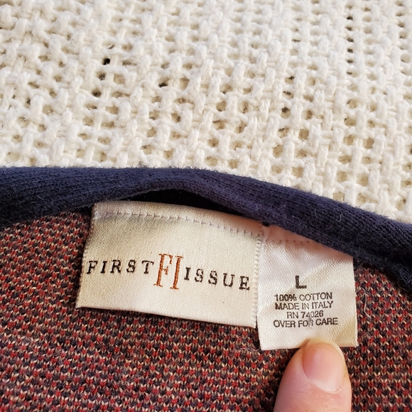 Vtg 90s First Issue Tartan Plaid Knit Cardigan Sweater Womens Size Large - Picture 4 of 7